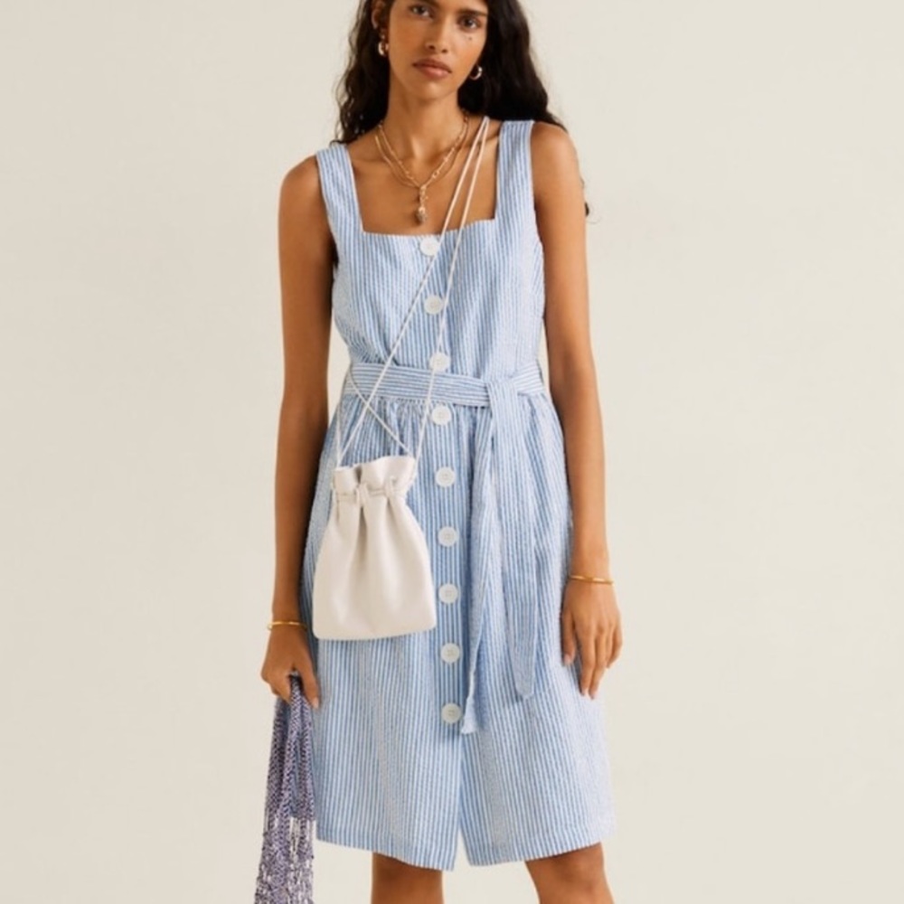 mango blue striped dress